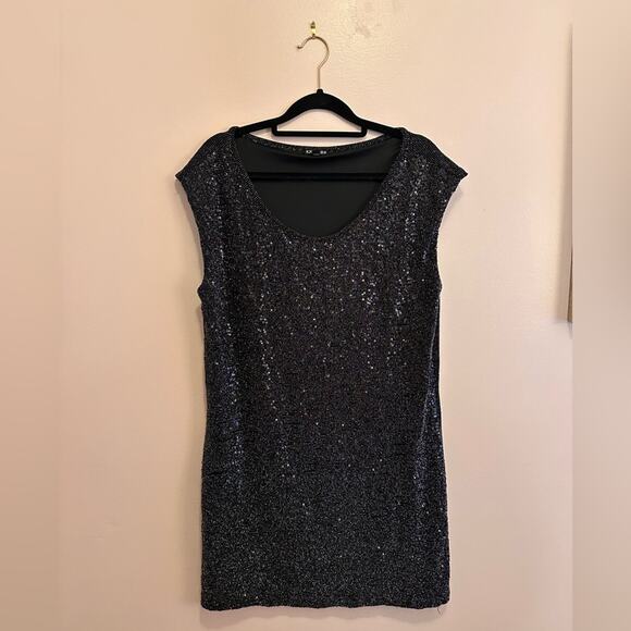 Express Black Sequin Sparkly Shift Mini Dress Large - Picture 8 of 8